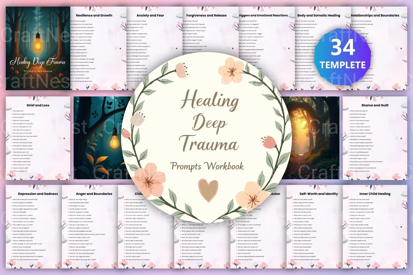 Healing Deep Trauma Prompts Workbook - CraftNest - Digital Crafting and Art