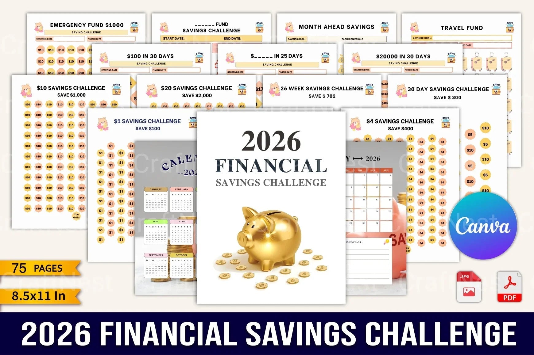 Financial Savings Challenge Guide - CraftNest - Digital Crafting and Art