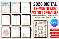 12-Month Kids Activity Organizer - CraftNest - Digital Crafting and Art