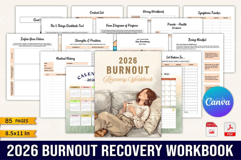 Burnout Recovery Workbook for Stress Relief - CraftNest - Digital Crafting and Art