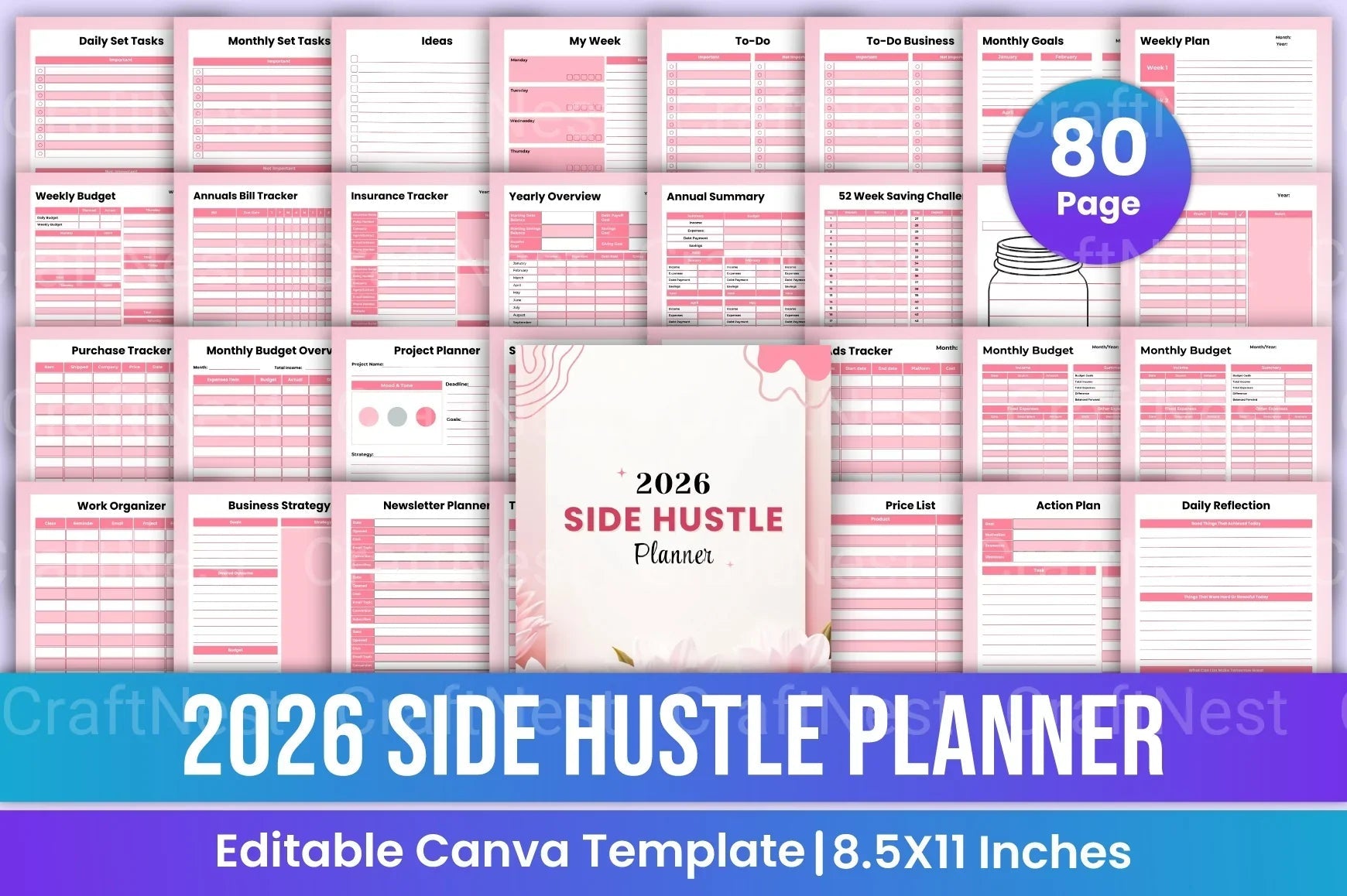 Side Hustle Planner for Entrepreneurs - CraftNest - Digital Crafting and Art