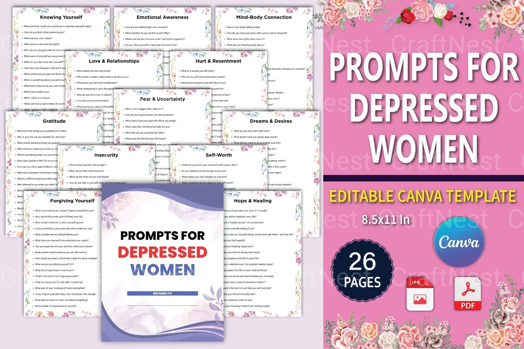 Empowering Prompts for Depressed Women - CraftNest - Digital Crafting and Art