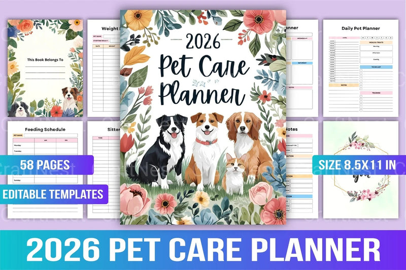 Pet Care Planner: Organize Your Pet's Health & Schedule - CraftNest - Digital Crafting and Art