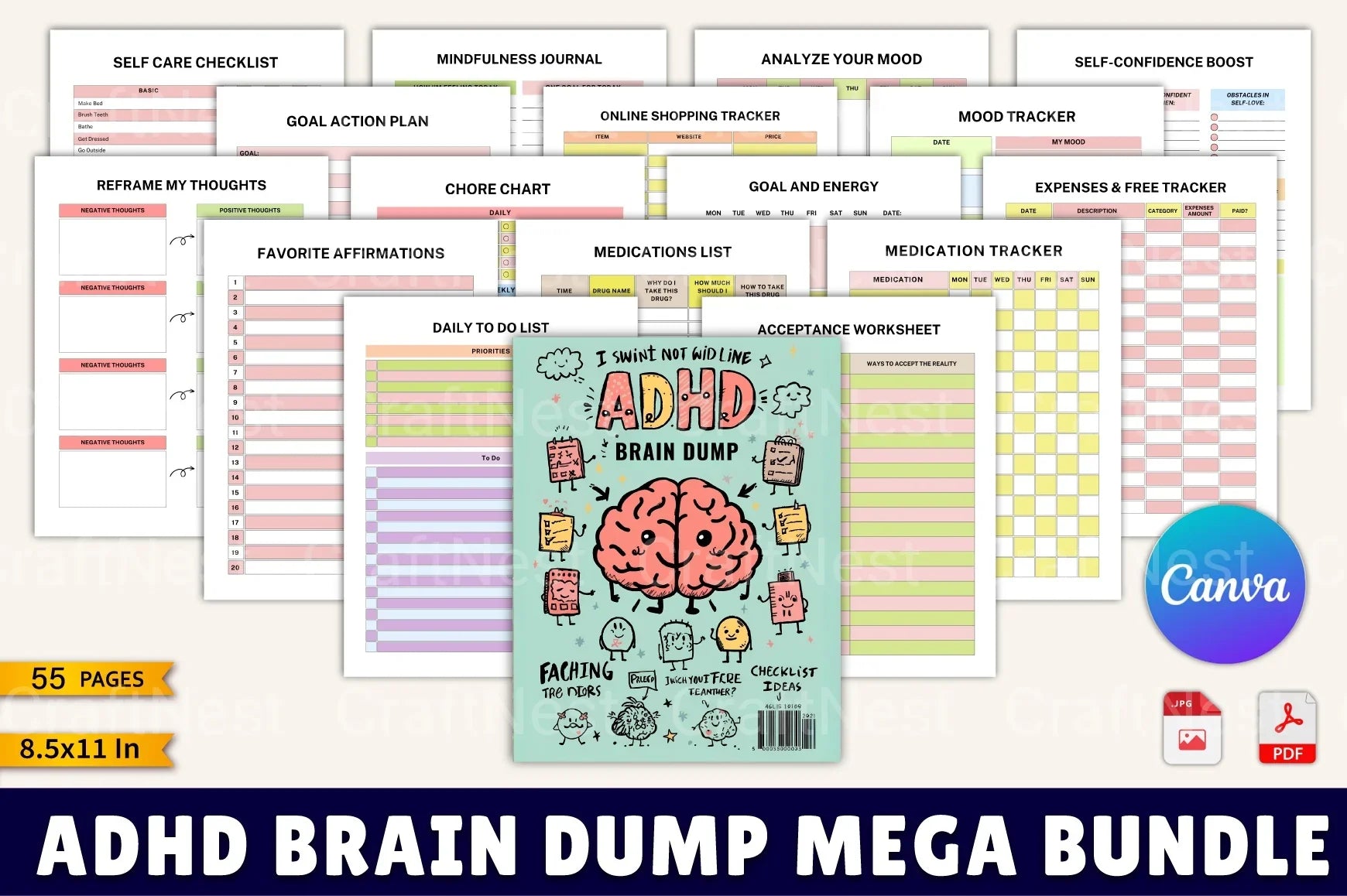 ADHD Brain Dump Mega Guide - CraftNest - Digital Crafting and Art