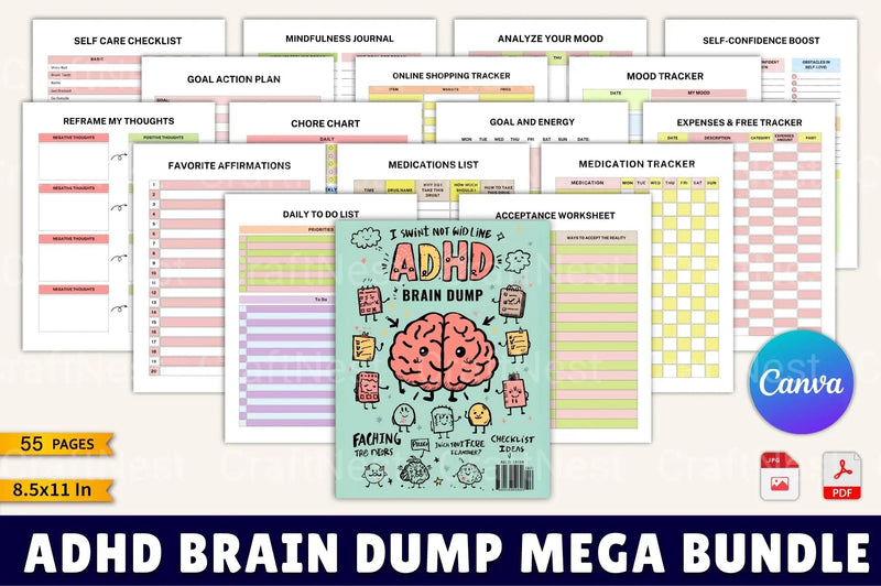 ADHD Brain Dump Mega Guide - CraftNest - Digital Crafting and Art
