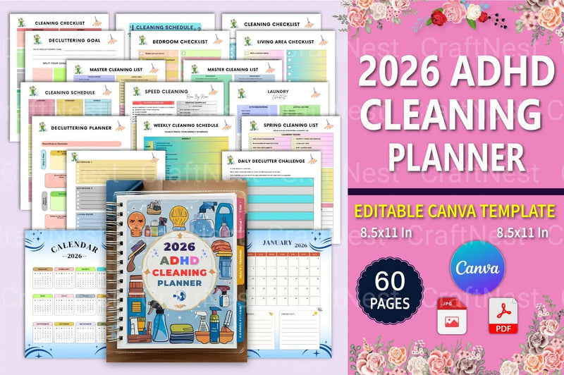 ADHD Cleaning Planner for Effective Organization - CraftNest - Digital Crafting and Art