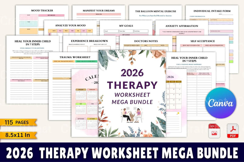 Therapy Worksheet Mega Pack - CraftNest - Digital Crafting and Art