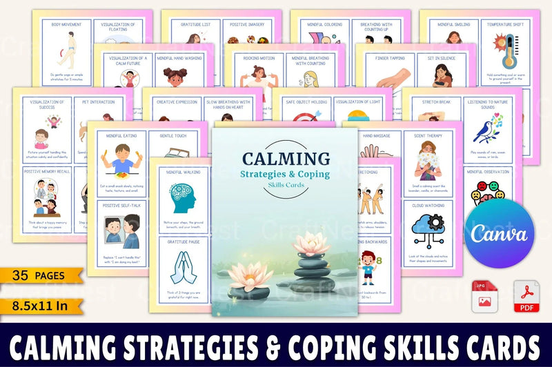 Calming Strategies Coping Skills Cards for Stress Relief - CraftNest - Digital Crafting and Art