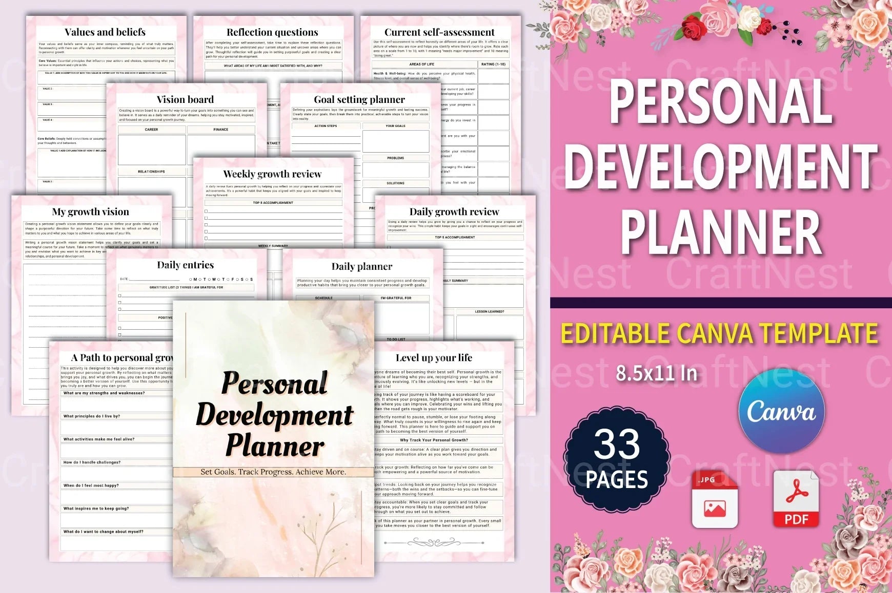 Personal Development Planner for Growth and Success - CraftNest - Digital Crafting and Art
