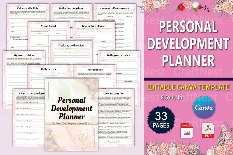 Personal Development Planner for Growth and Success - CraftNest - Digital Crafting and Art
