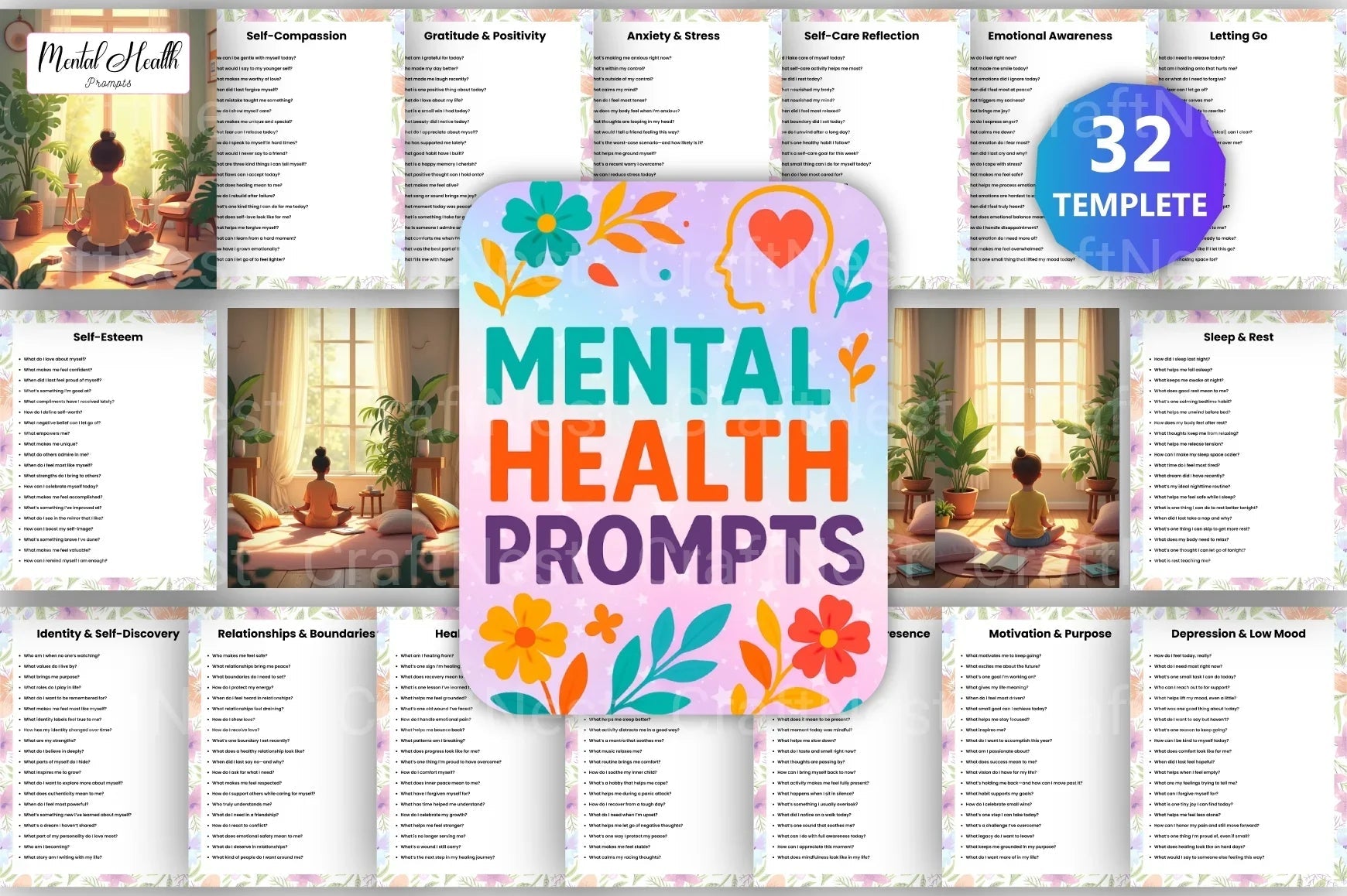 Mental Health Prompts for Well-being - CraftNest - Digital Crafting and Art