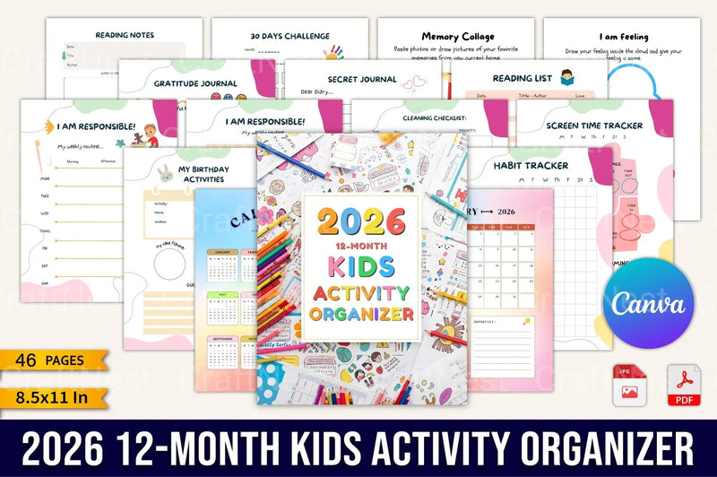 12-Month Kids Activity Organizer - CraftNest - Digital Crafting and Art