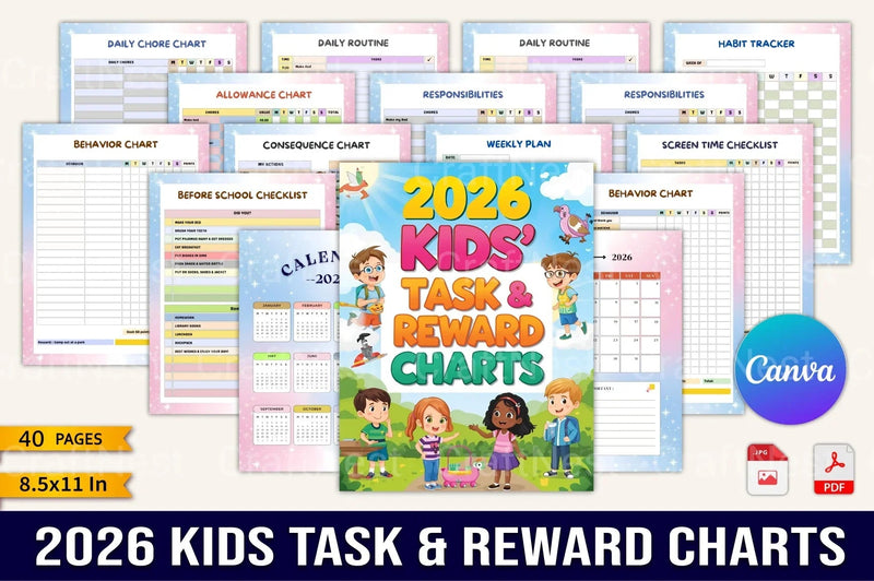 Kids Task Reward Charts for Motivation - CraftNest - Digital Crafting and Art