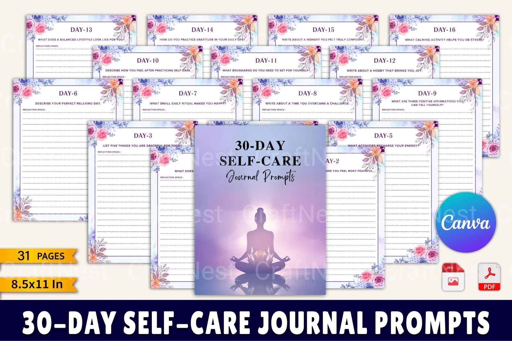 Daily Self-Care Prompts for Personal Wellbeing - CraftNest - Digital Crafting and Art