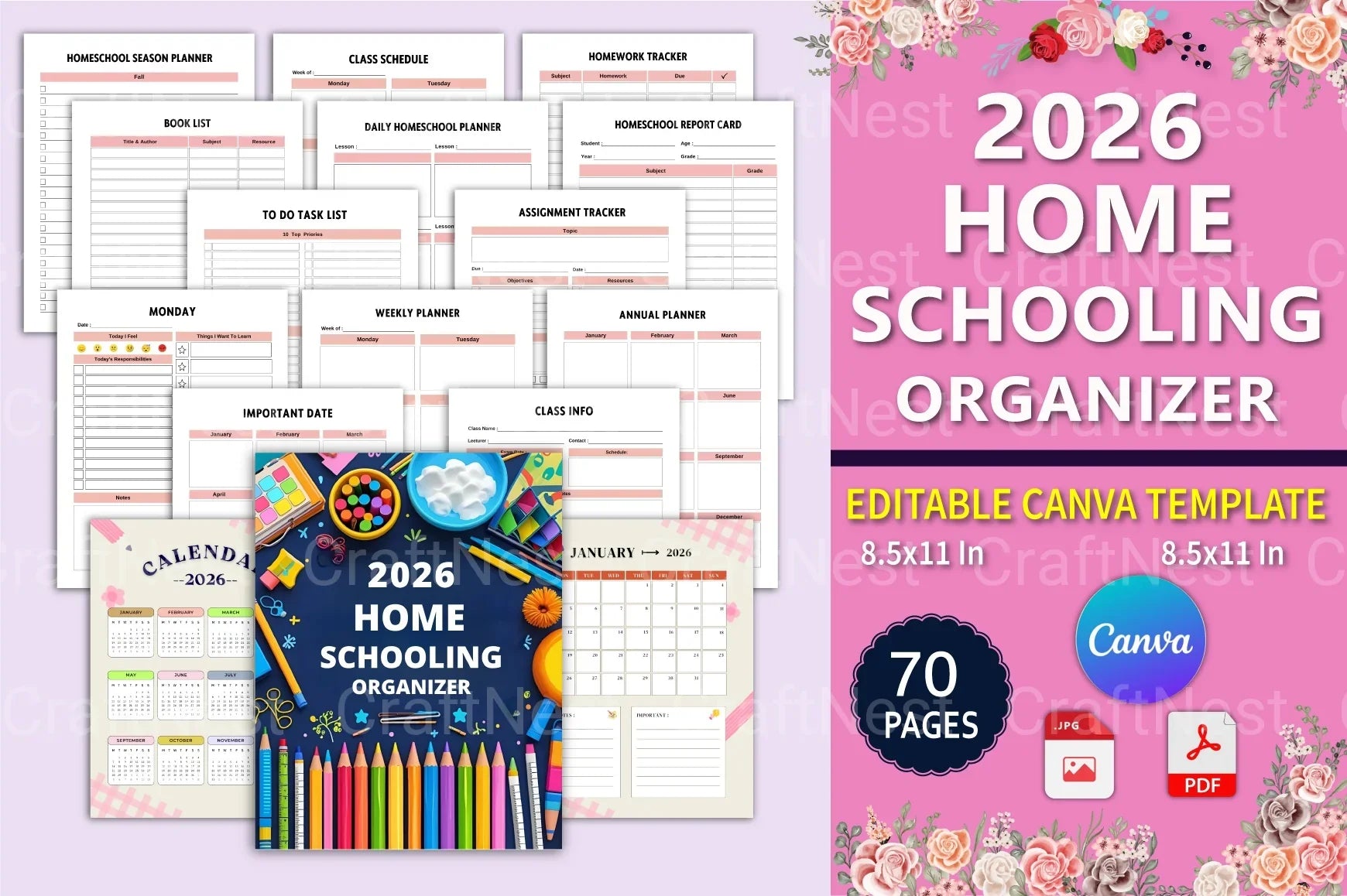 Home Schooling Organizer - CraftNest - Digital Crafting and Art
