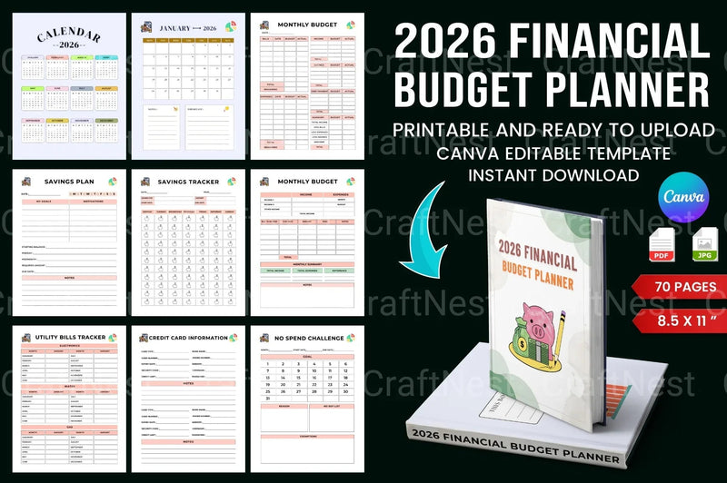 Financial Budget Planner Template - CraftNest - Digital Crafting and Art