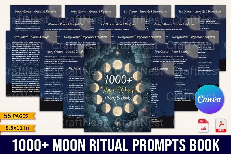 Moon Ritual Prompts Book - CraftNest - Digital Crafting and Art