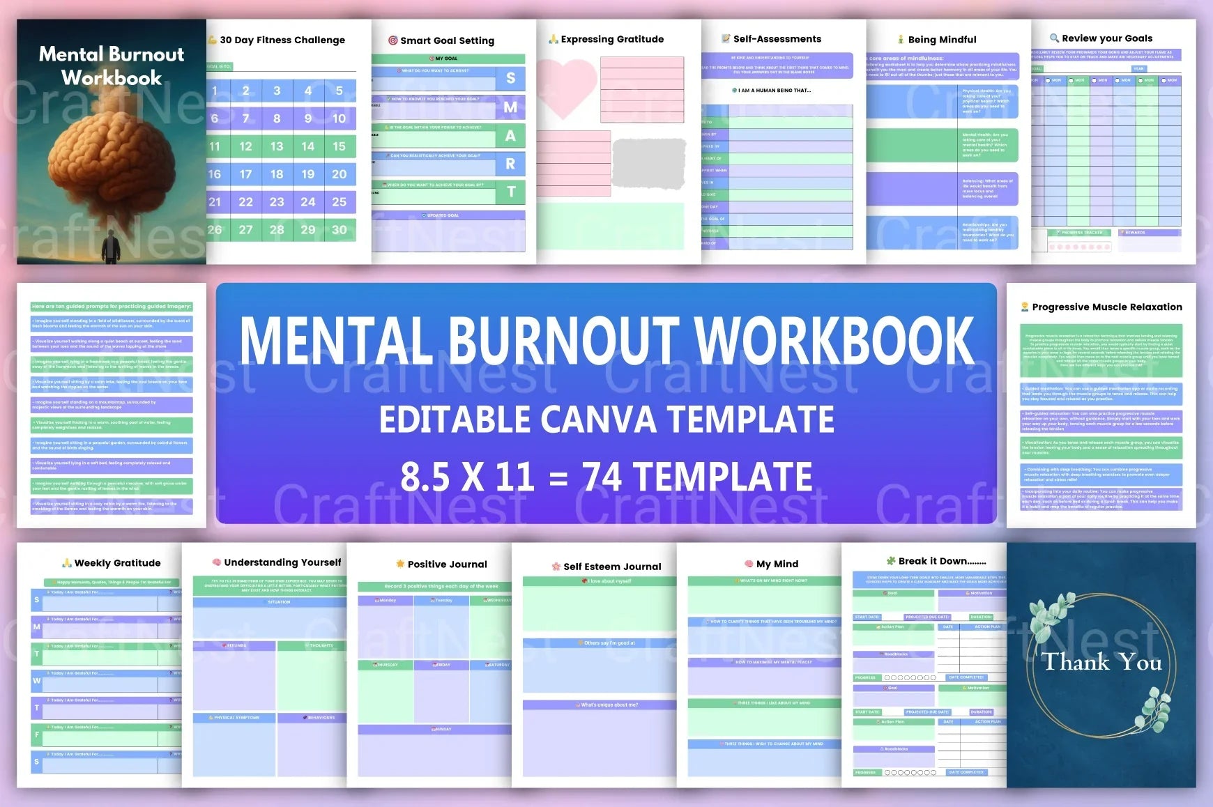 Mental Burnout Recovery Workbook - CraftNest - Digital Crafting and Art