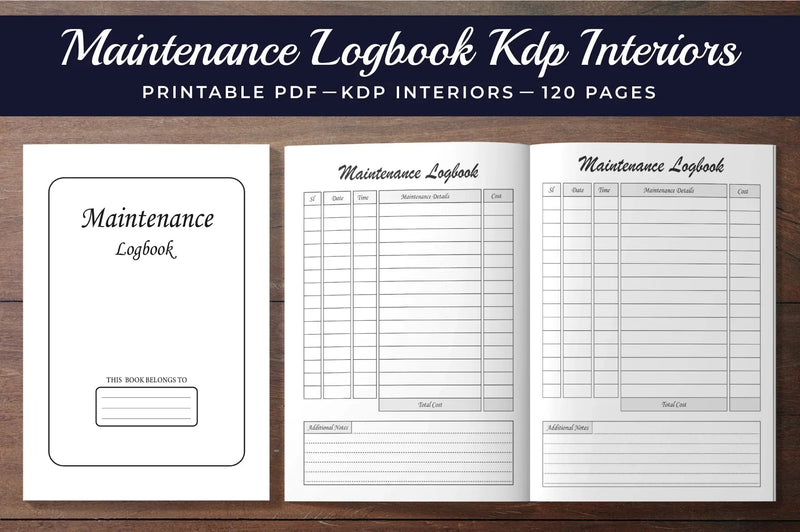 Maintenance Logbook Planner - CraftNest - Digital Crafting and Art