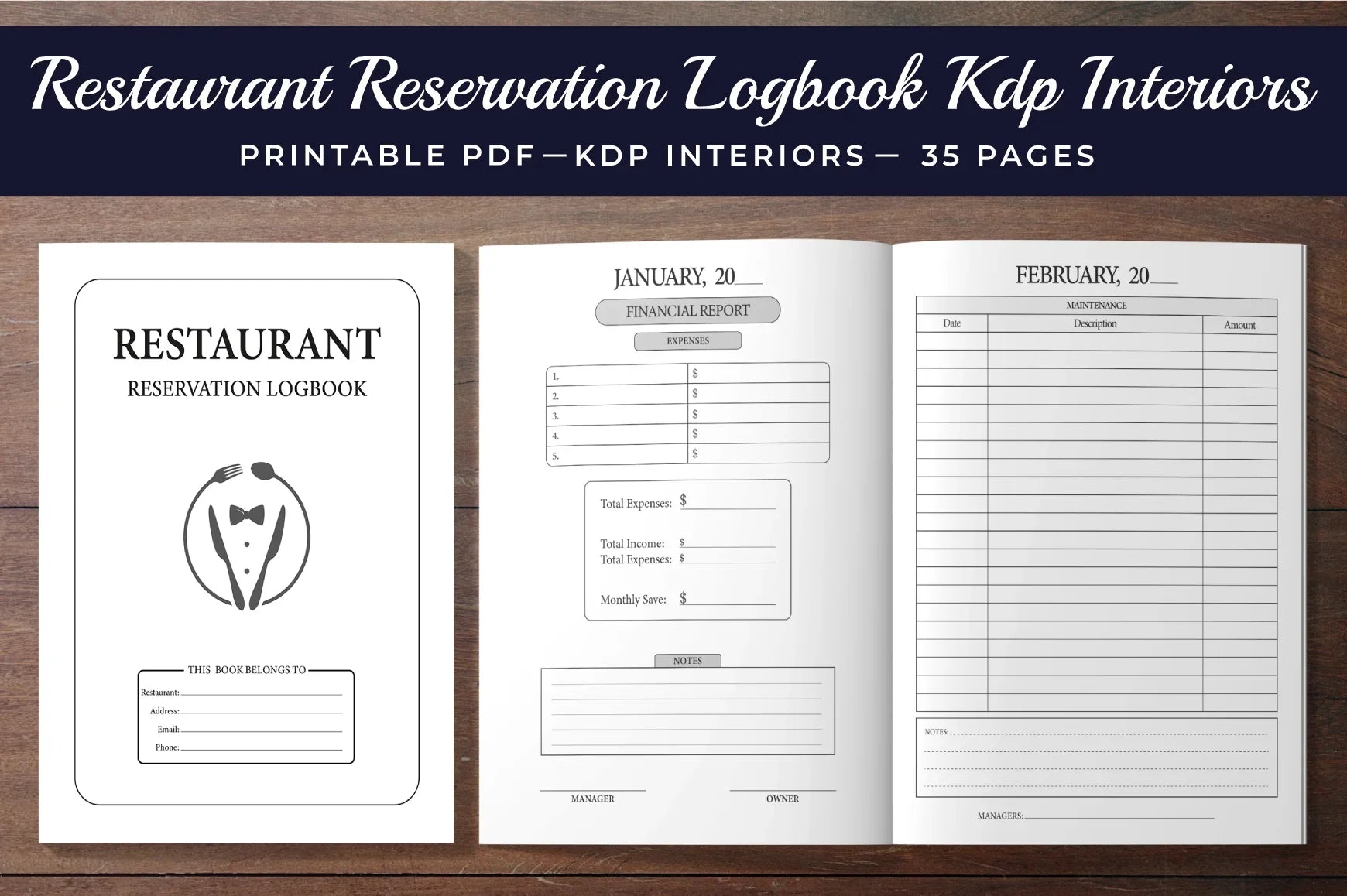 Restaurant Reservation Logbook Planner - CraftNest - Digital Crafting and Art