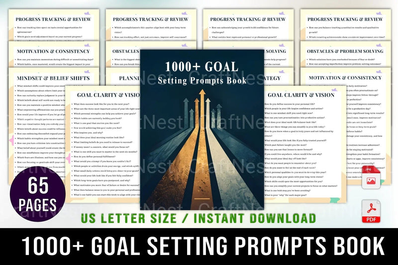 Goal Setting Prompts Book for Personal Growth - CraftNest - Digital Crafting and Art