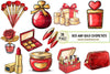 Red And Gold Cosmetics Clipart Bundle