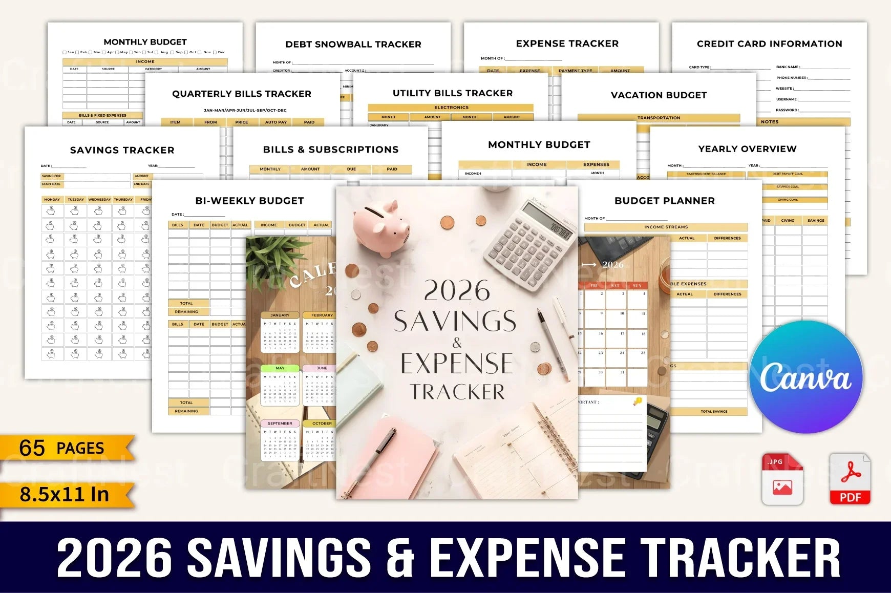Savings Expense Tracker Tool - CraftNest - Digital Crafting and Art