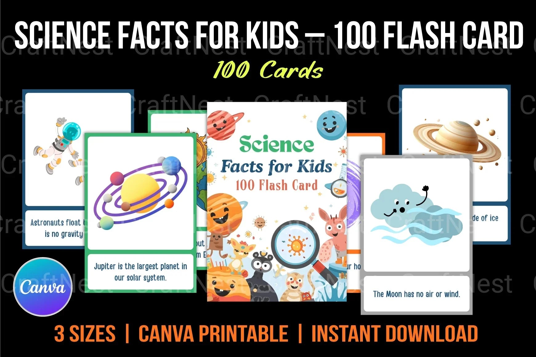 Science Facts for Kids: 100 Flash Cards - CraftNest - Digital Crafting and Art