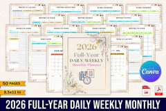 Yearly, Weekly & Monthly Planner 2024 - CraftNest - Digital Crafting and Art