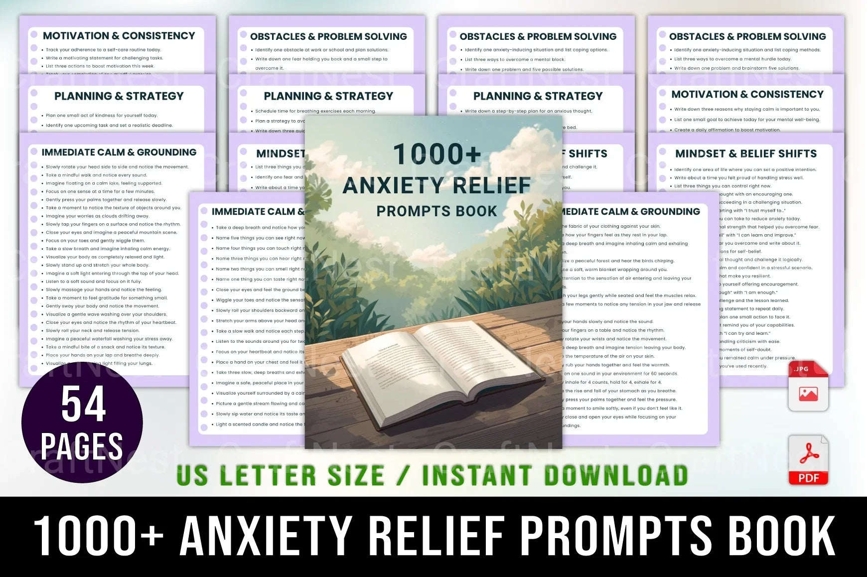 Anxiety Relief Prompts Book for Stress Reduction - CraftNest - Digital Crafting and Art