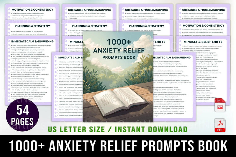 Anxiety Relief Prompts Book for Stress Reduction - CraftNest - Digital Crafting and Art