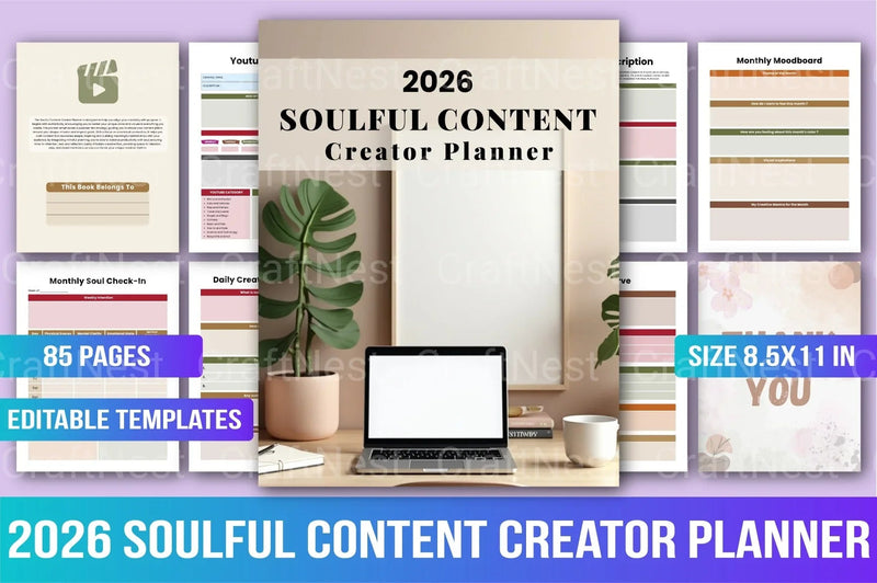 Soulful Content Creator Planner - CraftNest - Digital Crafting and Art