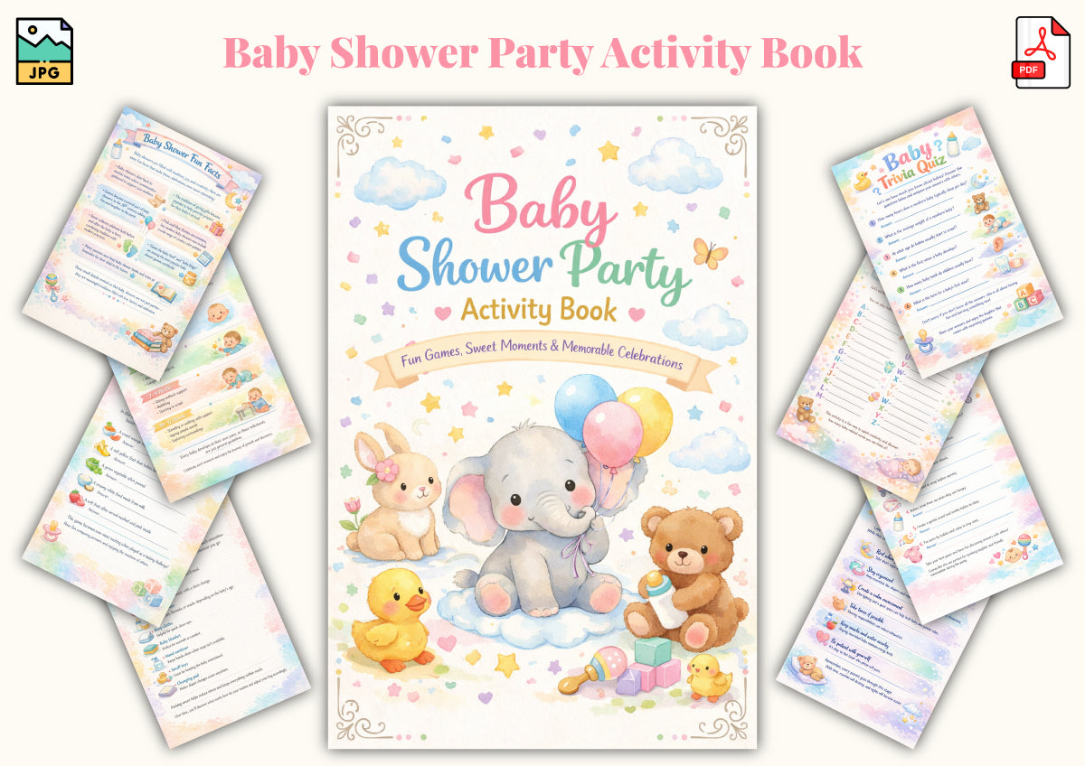 Baby Shower Party Activity Book