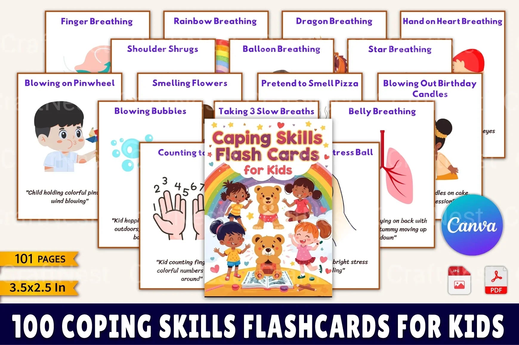Coping Skills Flashcards for Kids - CraftNest - Digital Crafting and Art