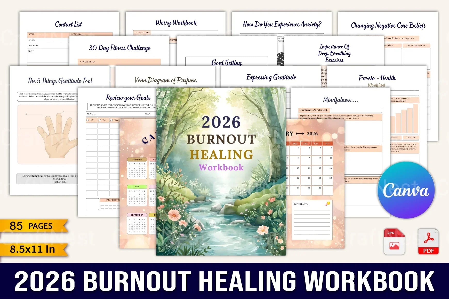 Burnout Healing Workbook for Stress Relief - CraftNest - Digital Crafting and Art