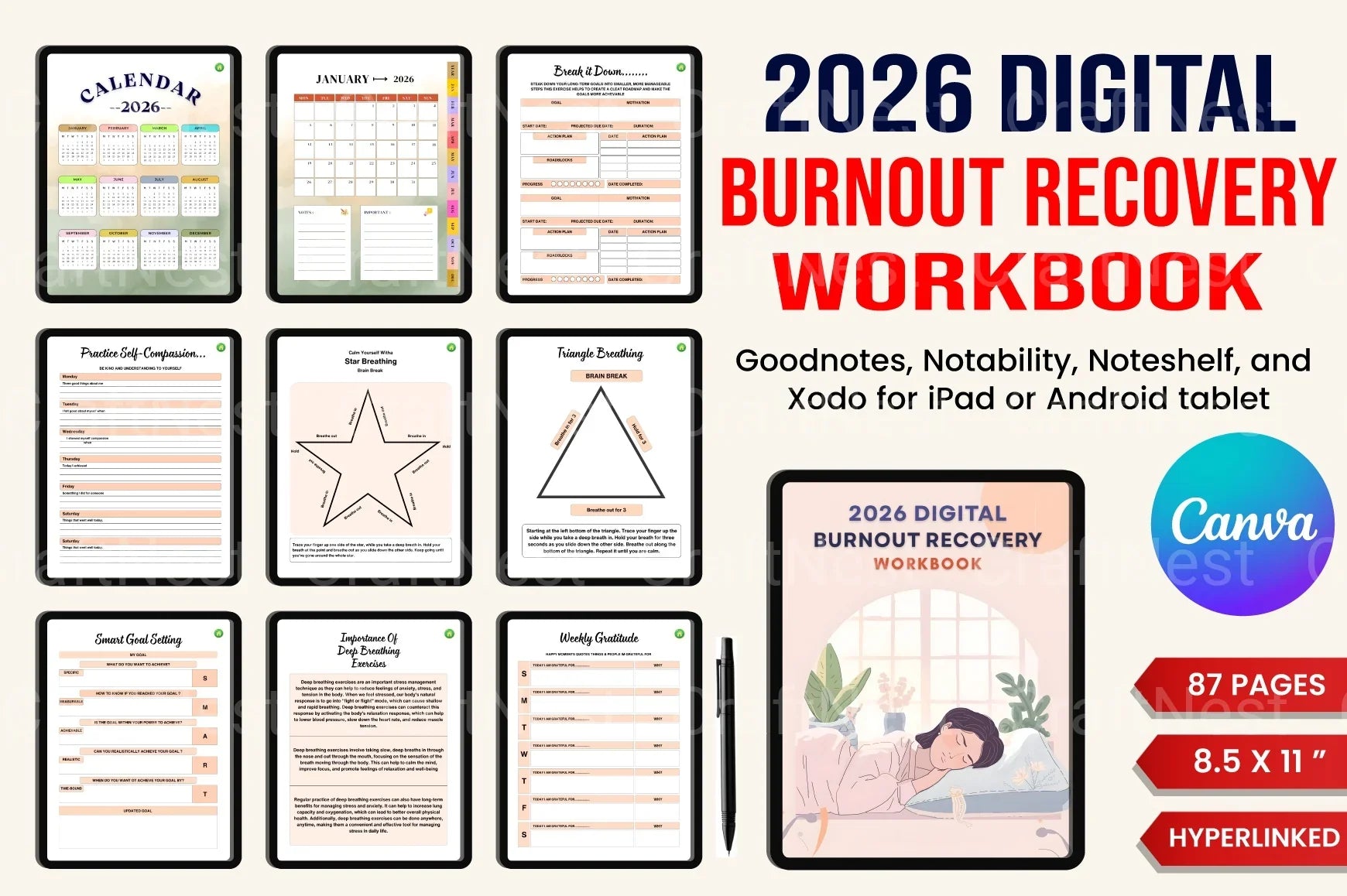 Burnout Recovery Workbook: Your Guide to Healing and Renewal - CraftNest - Digital Crafting and Art
