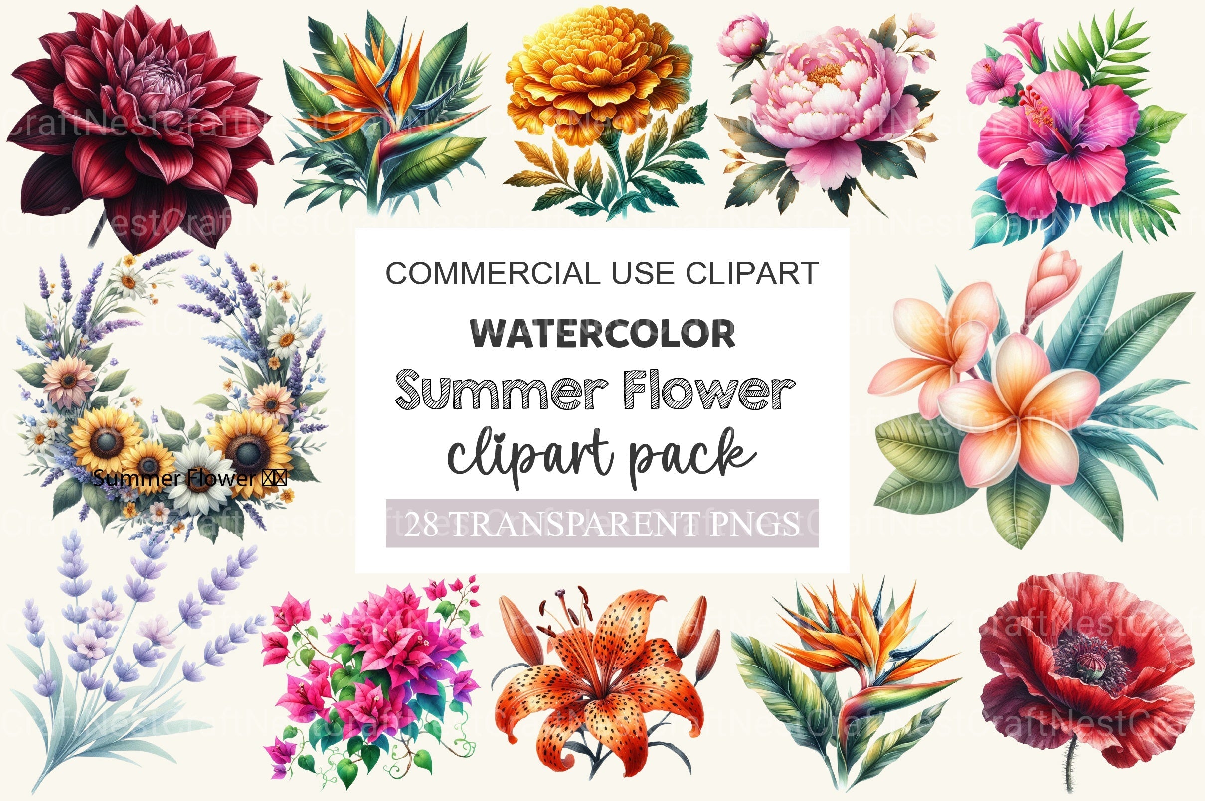 Summer Flower Clipart Bundle 2