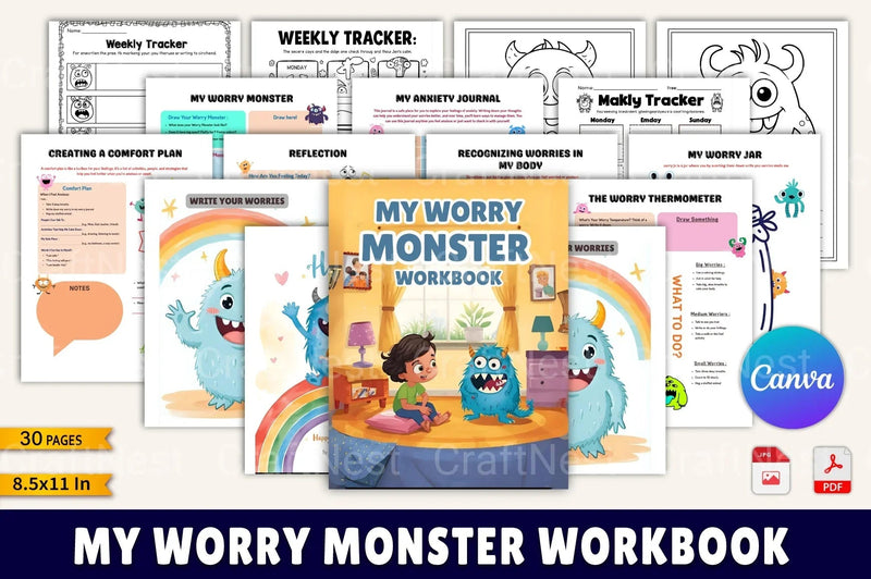 My Worry Monster Workbook: A Fun Guide for Kids - CraftNest - Digital Crafting and Art