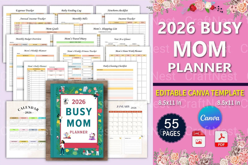 Busy Mom Planner: Organize Your Day Efficiently - CraftNest - Digital Crafting and Art