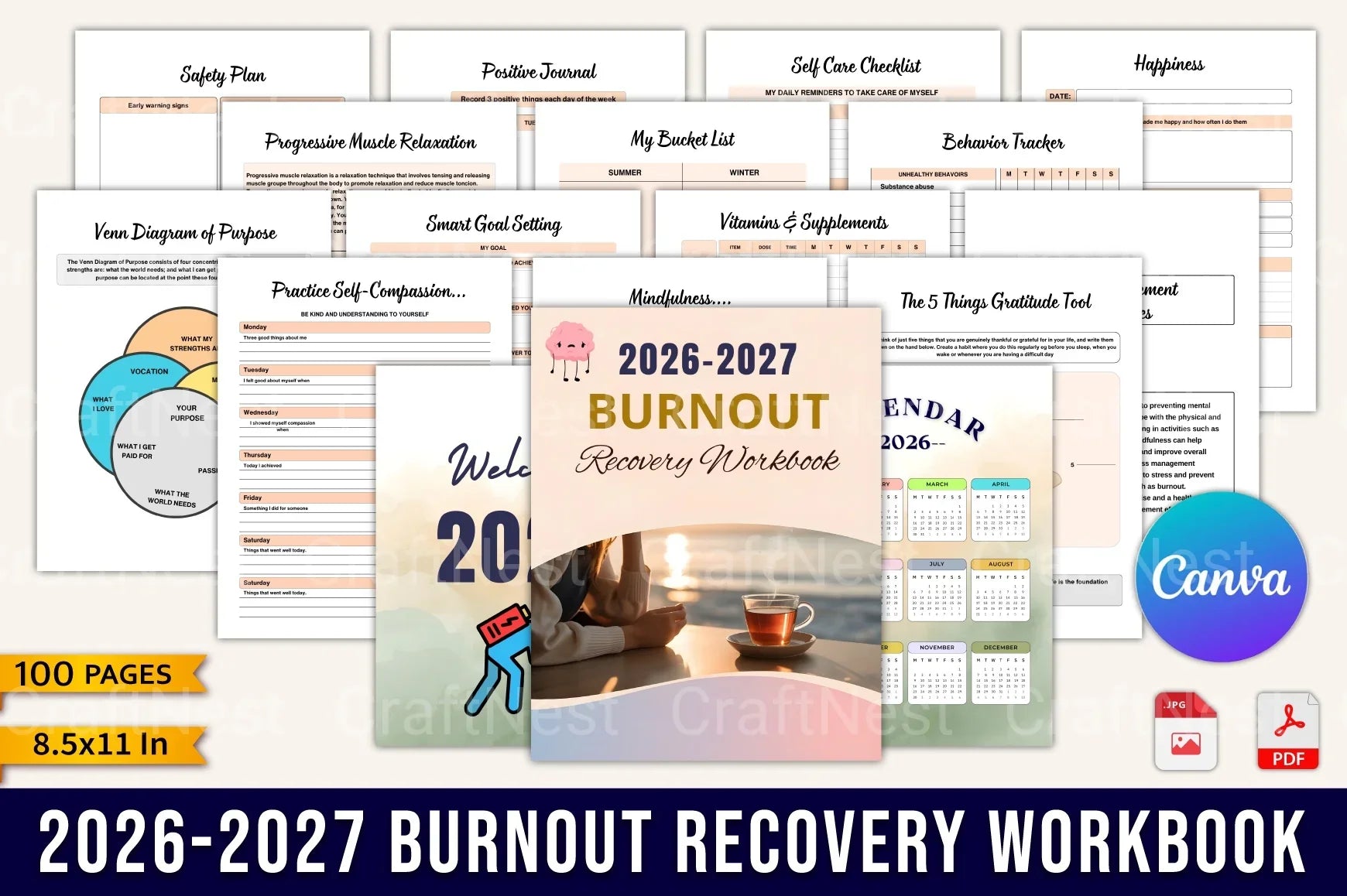 Burnout Recovery Workbook Guide - CraftNest - Digital Crafting and Art