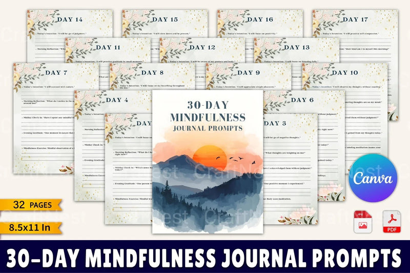 Daily Mindfulness Prompts for Enhanced Well-being - CraftNest - Digital Crafting and Art