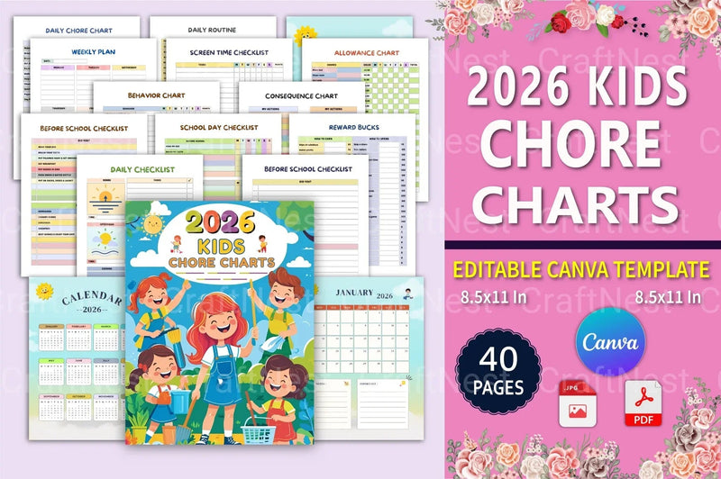 Kids Chore Charts Collection - CraftNest - Digital Crafting and Art