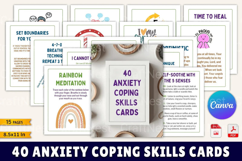 Anxiety Coping Skills Cards for Stress Relief - CraftNest - Digital Crafting and Art
