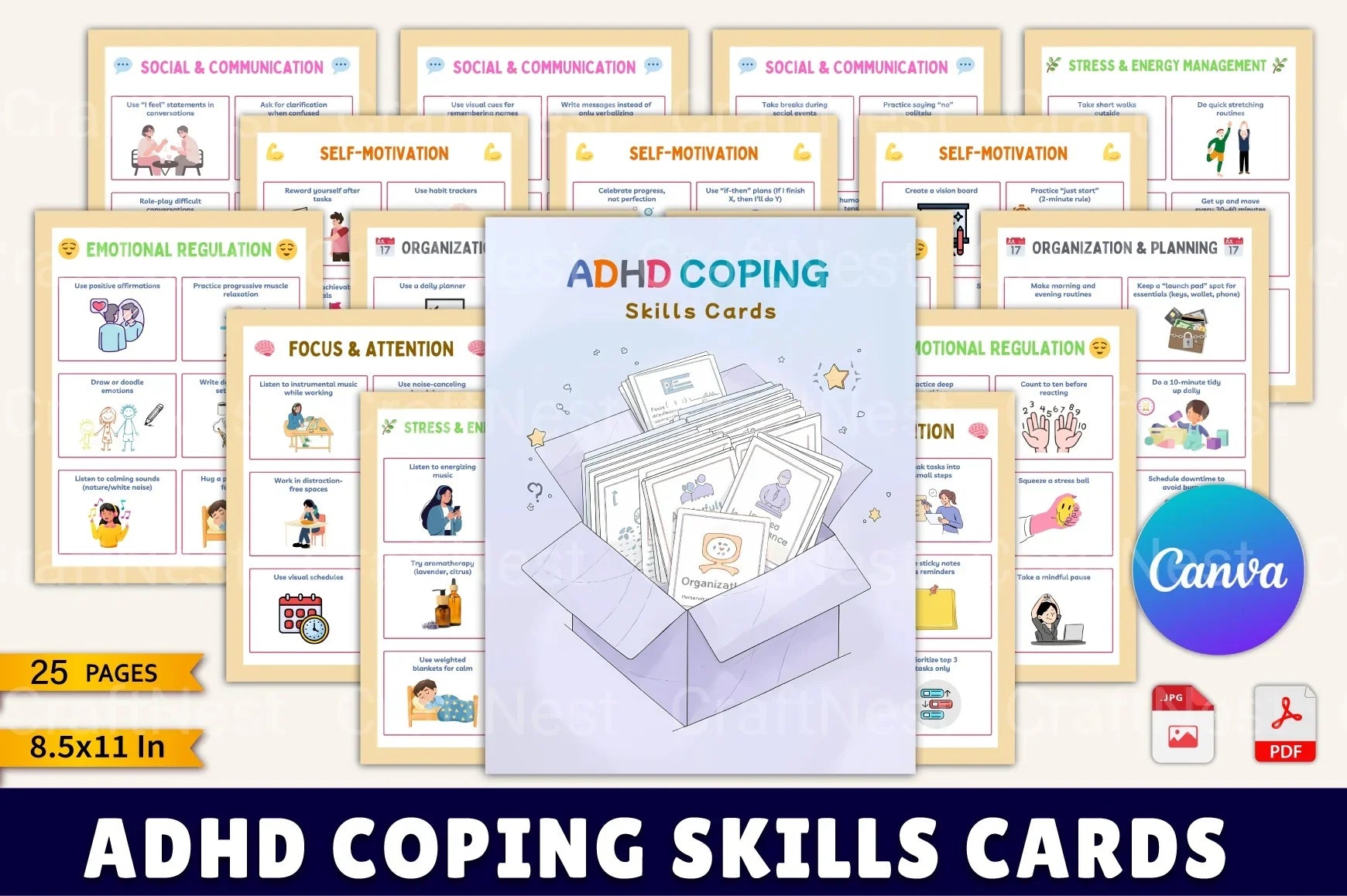 ADHD Coping Skills Cards for Effective Management - CraftNest - Digital Crafting and Art