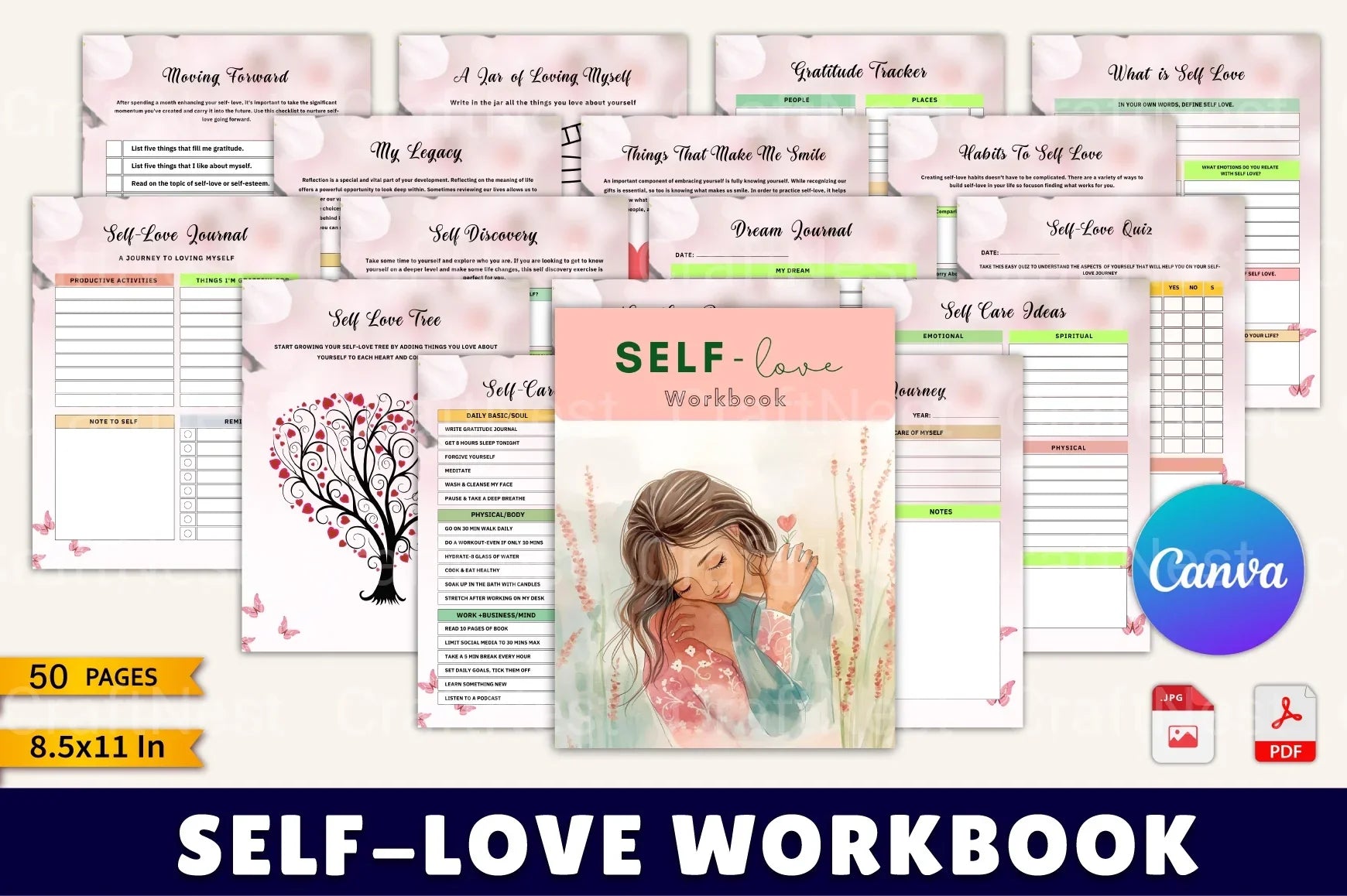 Self Love Workbook for Personal Growth - CraftNest - Digital Crafting and Art