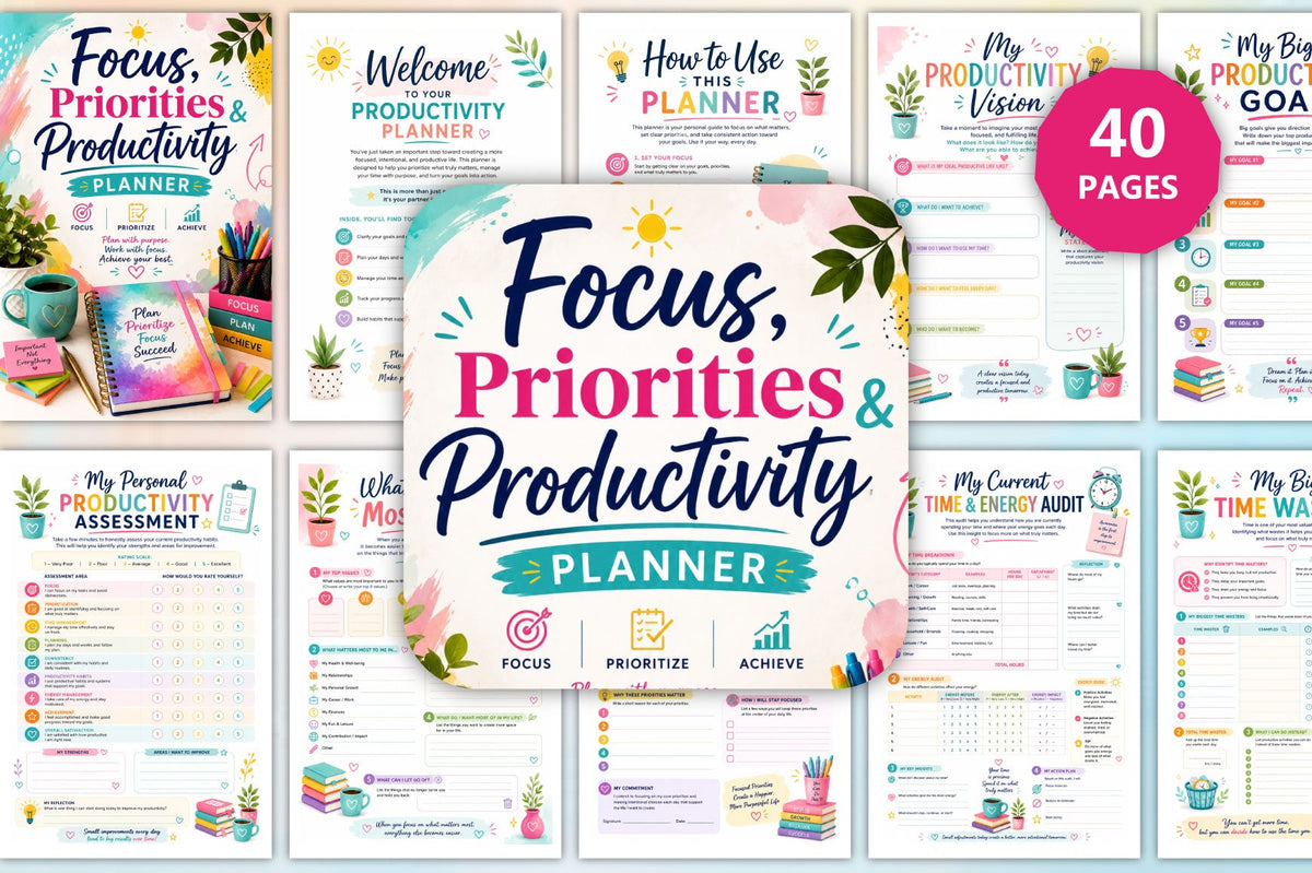 Focus Priorities Productivity Planner