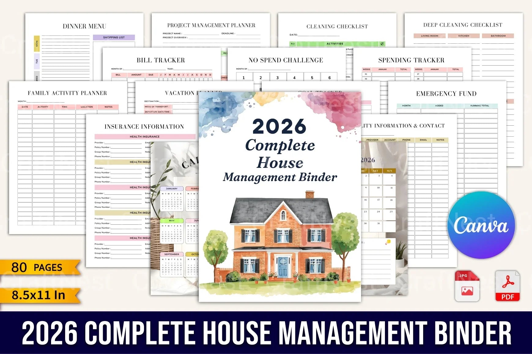 Complete House Management Binder for Efficient Home Organization - CraftNest - Digital Crafting and Art