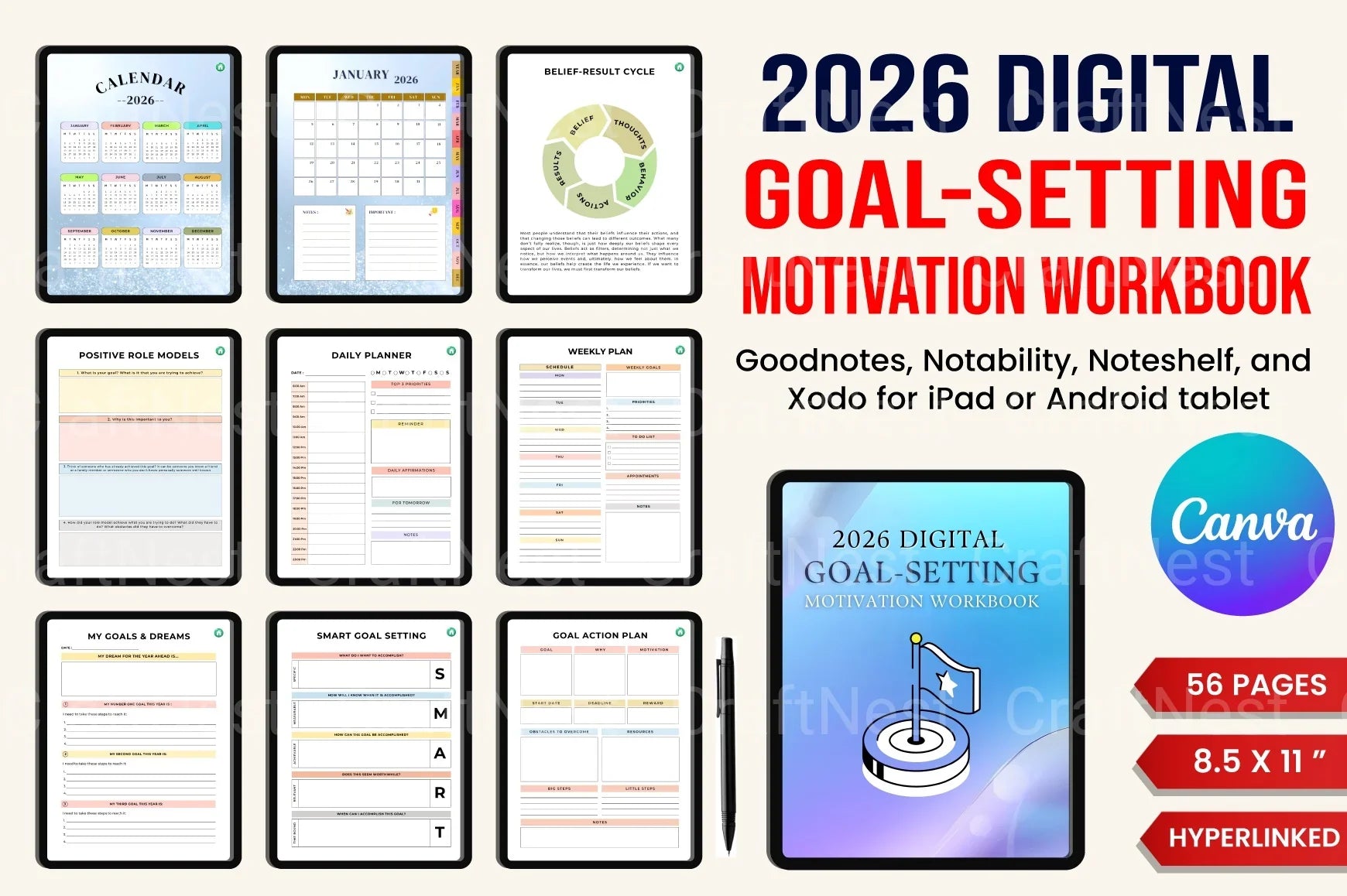 Goal Setting Motivation Workbook - CraftNest - Digital Crafting and Art