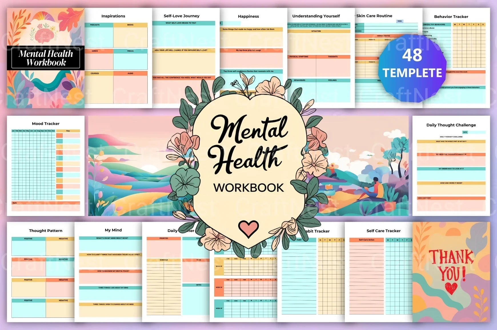 Mental Health Workbook for Personal Growth - CraftNest - Digital Crafting and Art