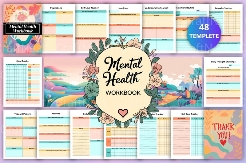 Mental Health Workbook for Personal Growth - CraftNest - Digital Crafting and Art